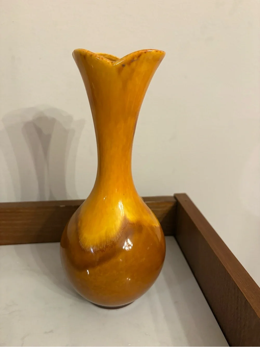 Vintage Haeger 4001 USA Amber /Gold Ceramic Bud Vase from 1960’s.